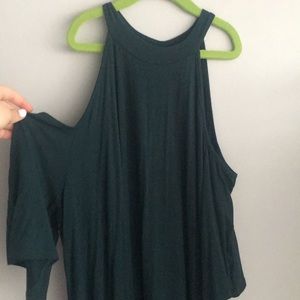 green velvet bare shoulder dress